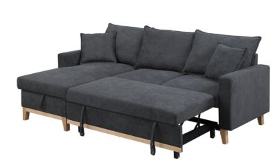 84.25"W Woven Reversible Sleeper Sectional Sofa with Storage Chaise