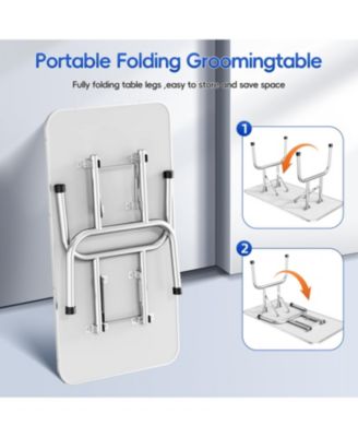 LEHUOCW 45" Grooming Table Adjustable Foldable 330lb Capacity - Blue