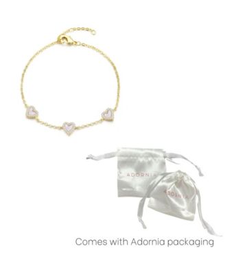 Gold Mother of Pearl Mini Halo Heart Bracelet