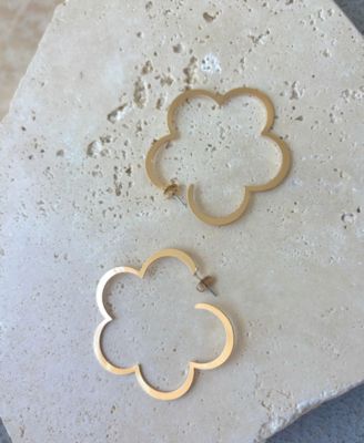 Gold Clover Hoop Earrings