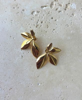 Gold Statement Flower Stud Earrings