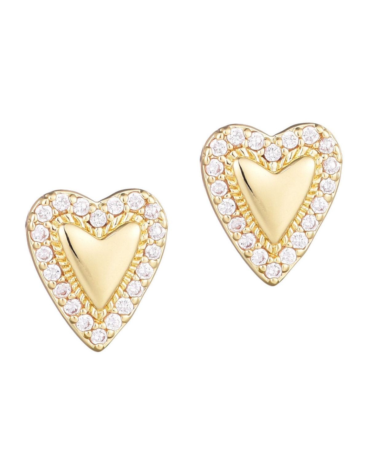 Gold Puffy Mini Halo Heart Stud Earrings - Gold