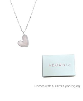 Silver Mother of Pearl Beaded Edge Heart Necklace