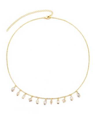 Gold Crystal Multi Shape Dangle Necklace