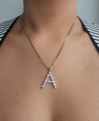 Silver Crystal Mixed Stone Initial Necklace