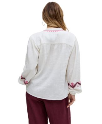 Women's Dina V-Neck Embroidered Blouse