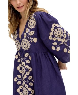 Women's Arianna V- Neck Embroidered Maxi Dress