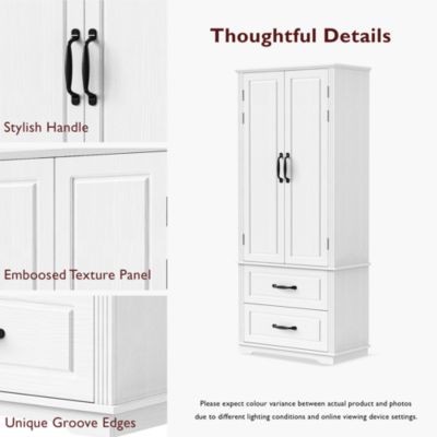 CASAINC 71" Embossed Finish Freestanding Cabinet with 2 Drawers & Multiple Shelves Pantry