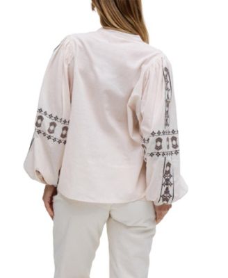 Women's Demi Embroidered Ballon Sleeve Shirt