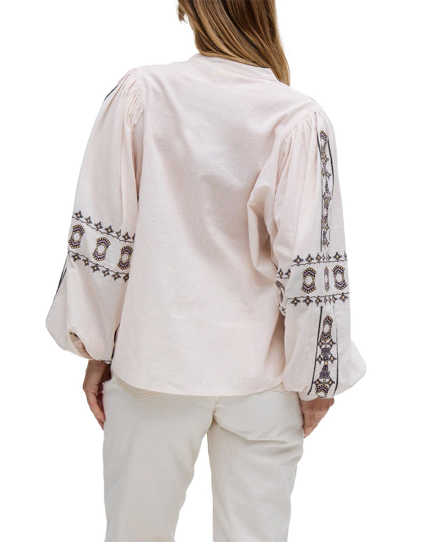 Женская рубашка Raffya Demi Embroidered Ballon Sleeve, цвет: Кремовый — фото 2