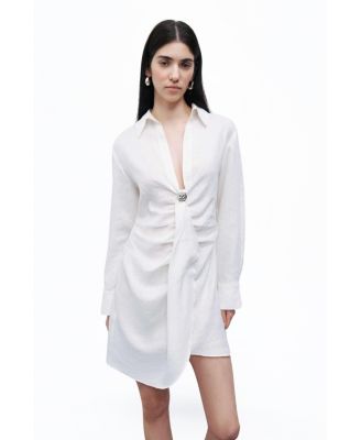 Women's Linen Mini Dress with Accessory Detail