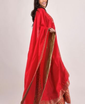 Women's Red Banarasi Jacquard Lehenga Choli