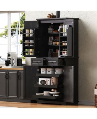 Streamdale Furniture 71" Farmhouse Pantry Cabinet with Pull Out ...