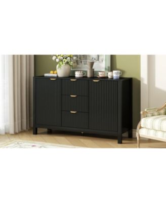 Wave Design Sideboard - Adjustable Shelves Drawers Soft-Close Doors