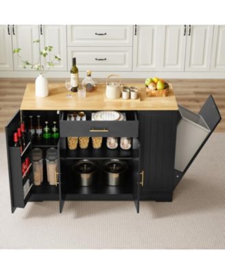 53"W Drawers, Spice Rack, Tilt-Out Trash Bin, Adjustable Shelves Kitchen Island