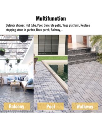 Interlocking Deck Tiles Light Gray Acacia 12"x12" (30 PCS)