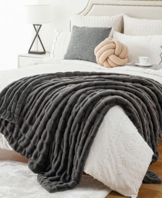 Luxurious Reversible Rabbit Faux Fur Throw, 50" x 60"