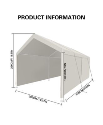 12x20 Heavy Duty Portable Carport - White