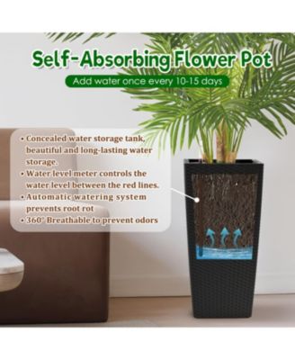 22" Faux Rattan Self-Watering Square Planter 2-Pack