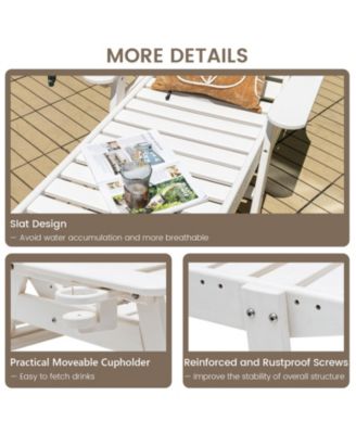 Set Of 2 Patio Chaise Lounge Chair HDPE Outdoor Recliner w/ 4-Position Backrest