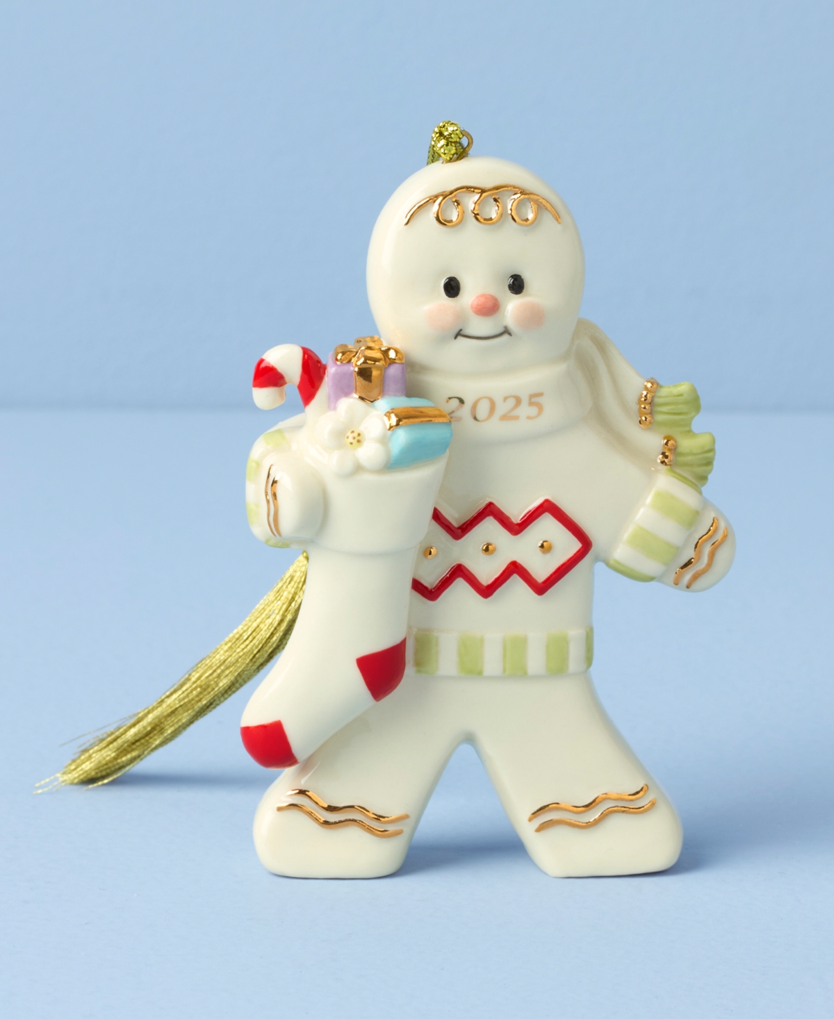 Lenox 2025 Gingerbread With Stocking Ornament In Multi