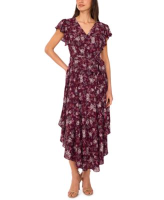 Vince Camuto - Women's V-Neck Flutter-Sleeve Maxi Dress