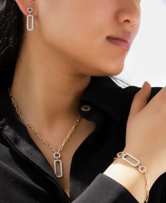 Wrapped In Love Diamond Pave Paperclip Link Bracelet Necklace Drop Earrings Collection In 14k Gold Exclusively At Ma In Gold