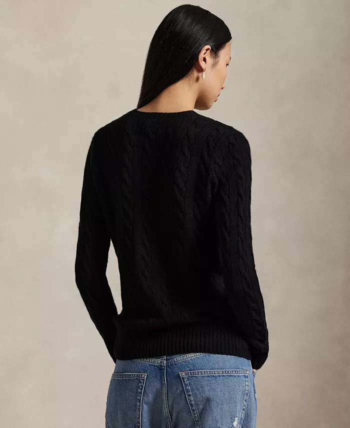Women's Cable Wool-Cashmere Crew Neck Sweater - thumbnail 4