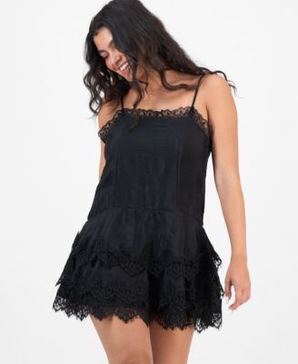 Women's Square-Neck Lace-Tiered Mini Dress, Macy's Exclusive 
