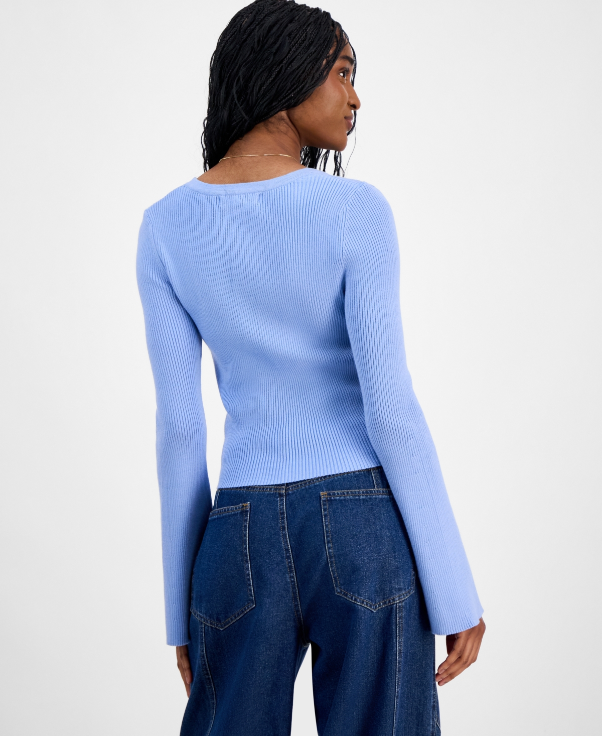 Madden Girl Juniors' Square-neck Sweater In Blue