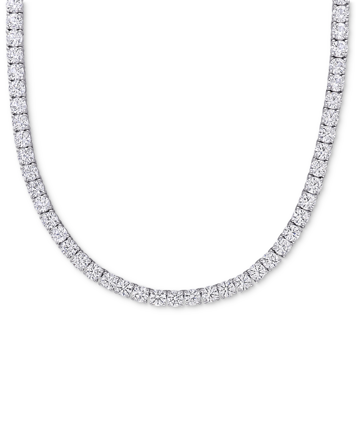 Macy's Lab Grown White Sapphire Tennis Necklace (33 Ct. T.w.) In Sterling Silver, 18" (also Available In 18 In Silver