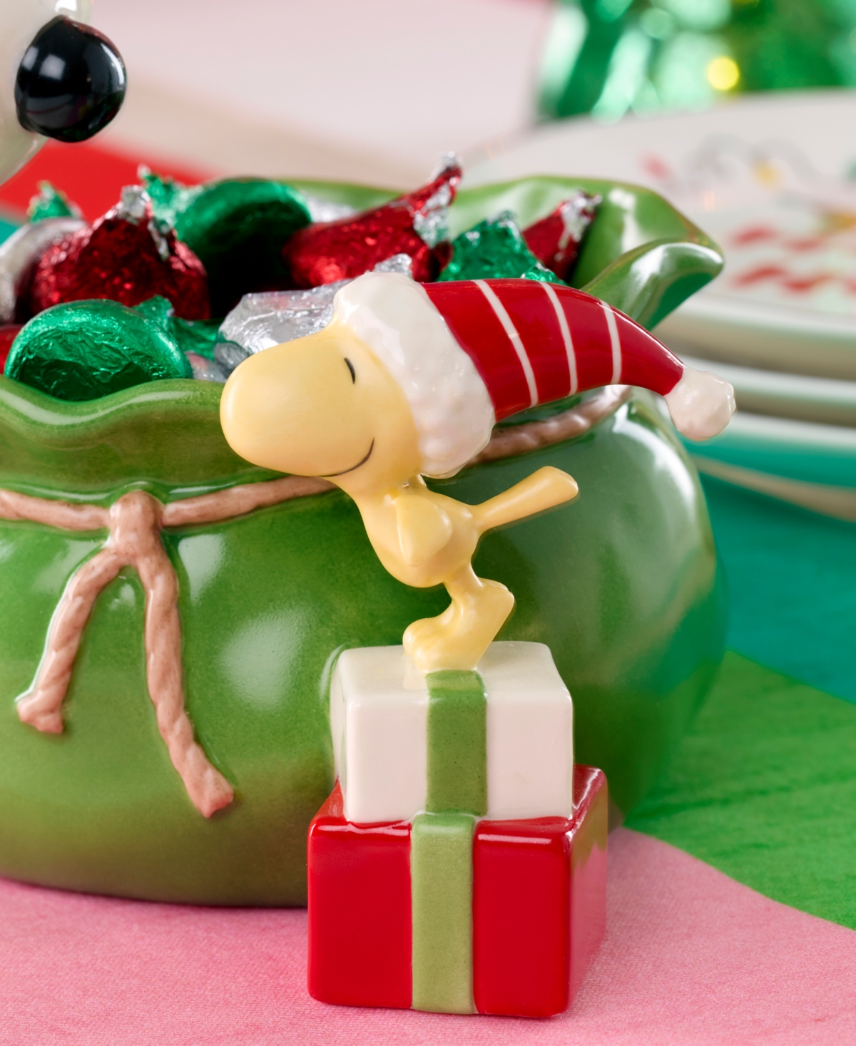 Lenox Snoopy Christmas Santa Sack Candy Bowl In Multi