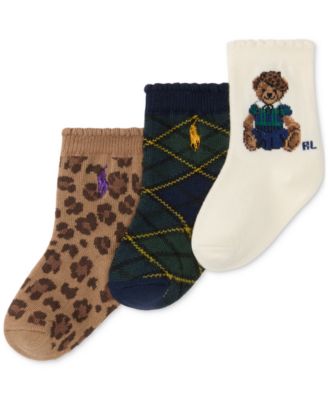 Polo Ralph Lauren - Baby Girls 3-Pk. Fall Bear Socks