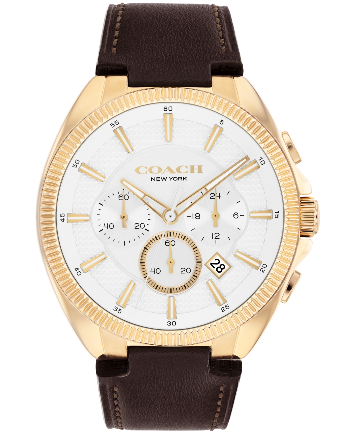 Coach Men's Jackson Dark Brown Leather Calfskin Strap Watch, 44.1mm - Brown