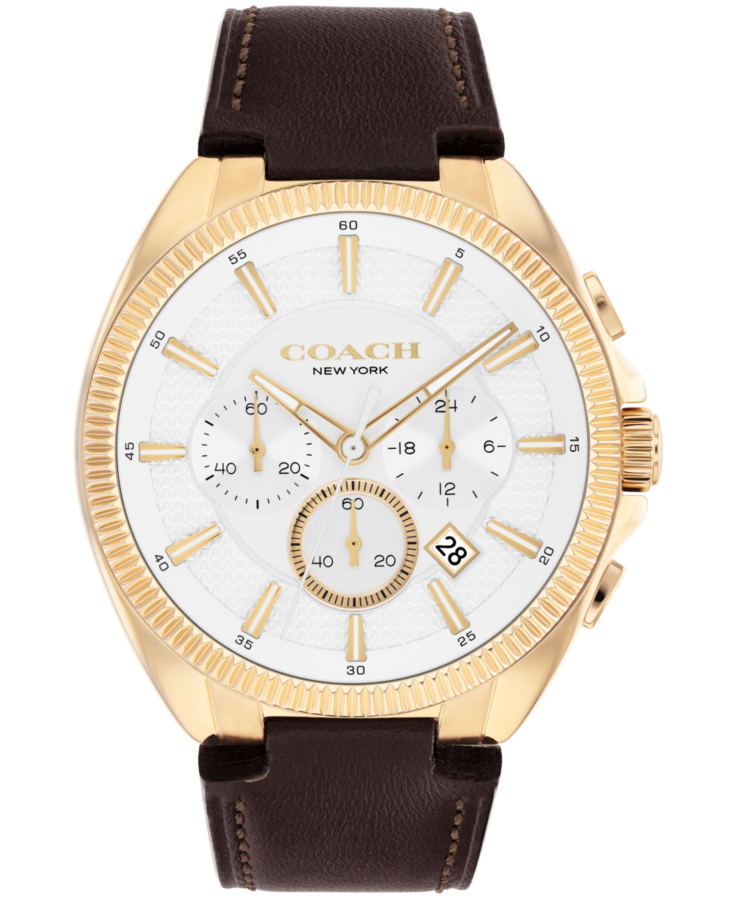Men's Jackson Dark Brown Leather Calfskin Strap Watch, 44.1mm