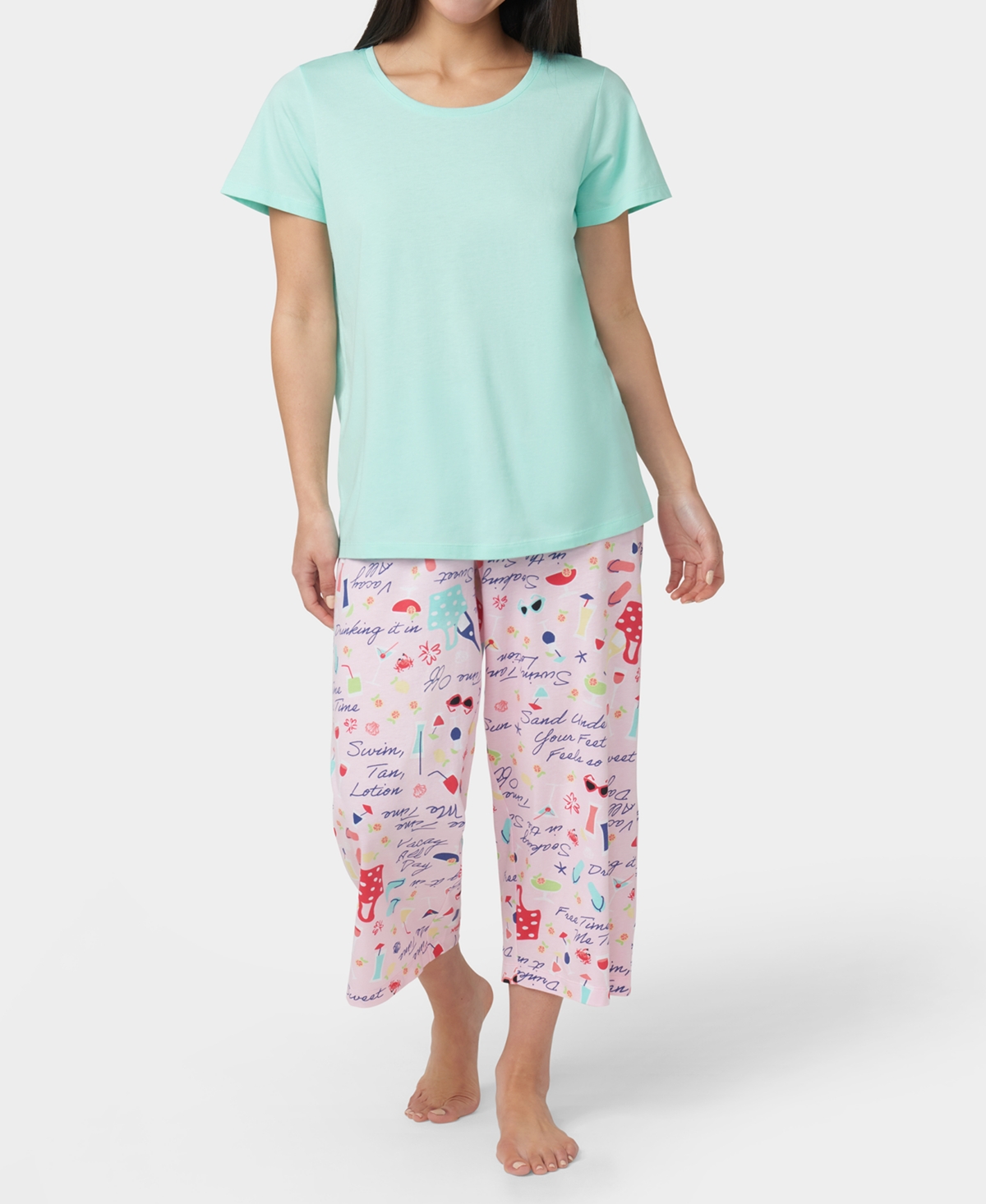 Hue Women's Solid Short-sleeve Scoop-neck Pajama T-shirt In Animal Print