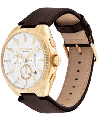 Men's Jackson Dark Brown Leather Calfskin Strap Watch, 44.1mm