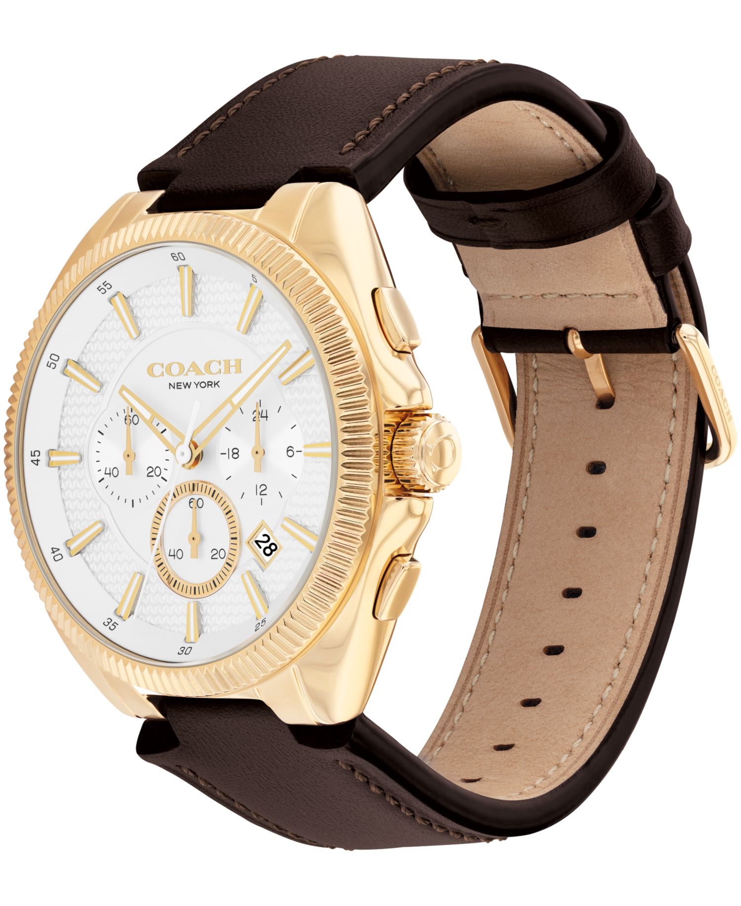 Men's Jackson Dark Brown Leather Calfskin Strap Watch, 44.1mm
