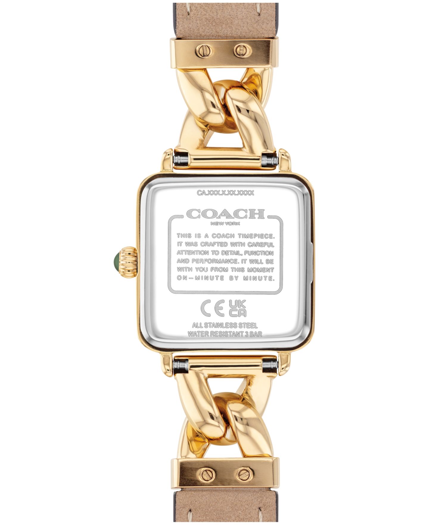 Женские часы Coach Cass Gold Tone Stainless Steel and Dark Green Leather Calfskin Strap Watch, 22mm — фото 2