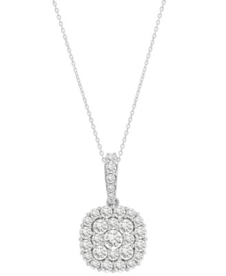 Wrapped in Love - Diamond Cluster Pendant Necklace (2 ct. t.w.) in 14k White Gold, 18" + 2" extender