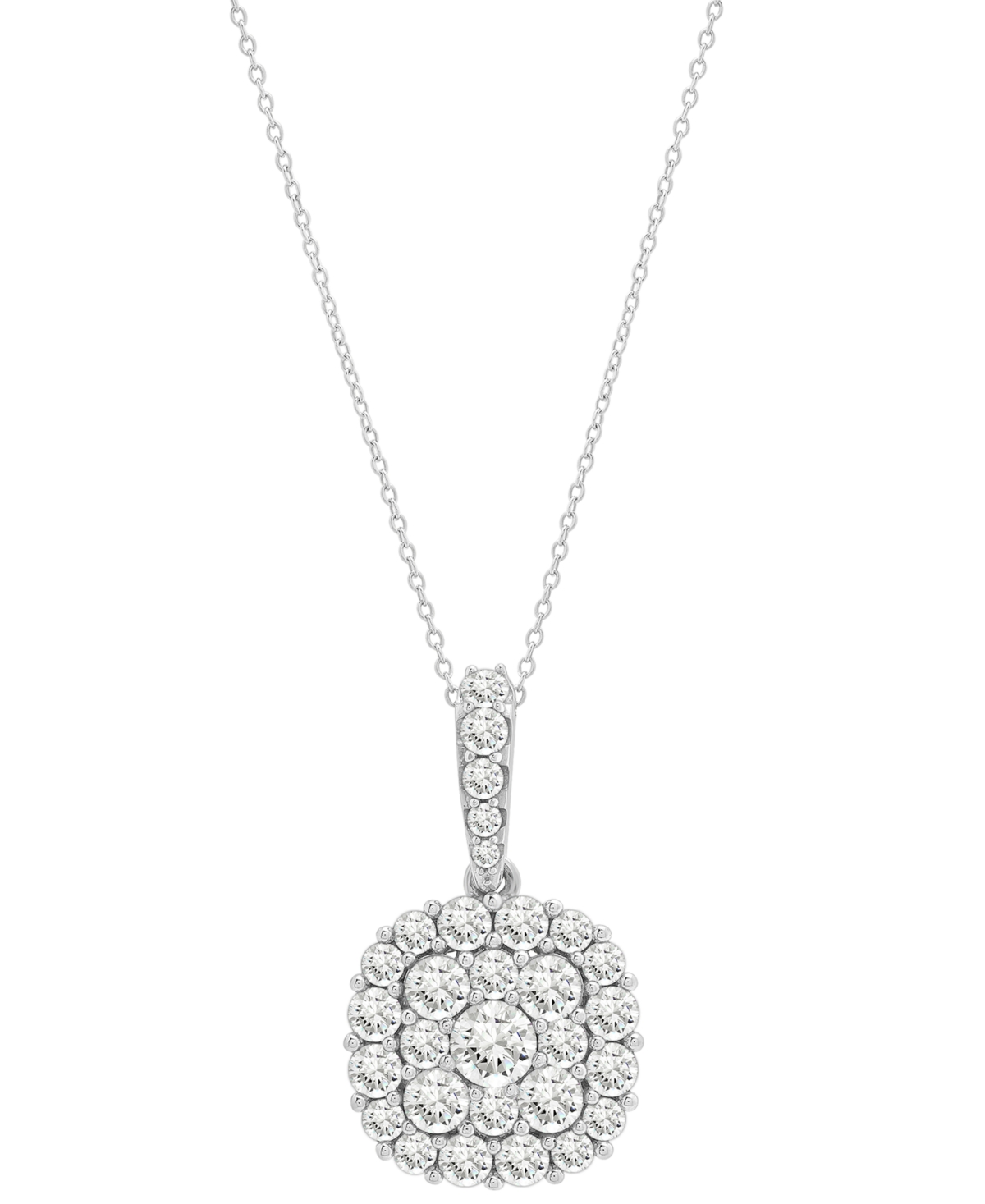 Diamond Cluster Pendant Necklace (2 ct. t.w.) in 14k White Gold, 18" + 2" extender, Exclusively at Macy's - White Gold