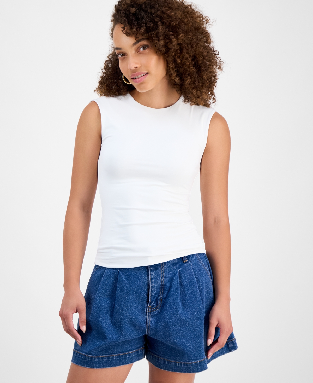 And Now This Petite Crewneck Sleeveless Top, Exclusively At Macy's In White
