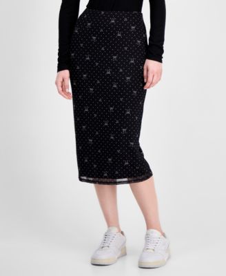Tinseltown - Juniors' Printed-Mesh Midi Skirt