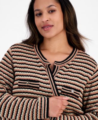 Plus Size Long-Sleeve Front-Pocket Cardigan 