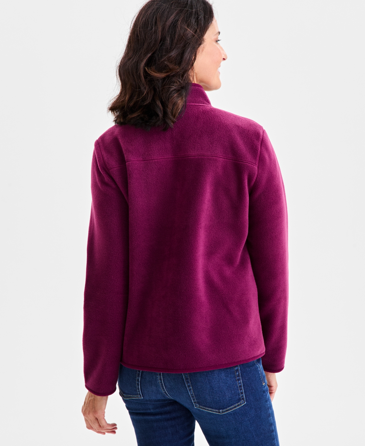 Style & Co Women's Polar Fleece Mock-neck Jacket, Created For Macy's In Burgundy