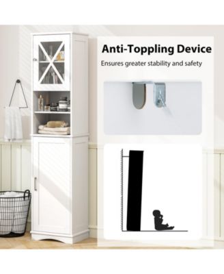 67 Inch Tall Bathroom Cabinet Freestanding Storage Cabinet with 5 Adjustable Shelves