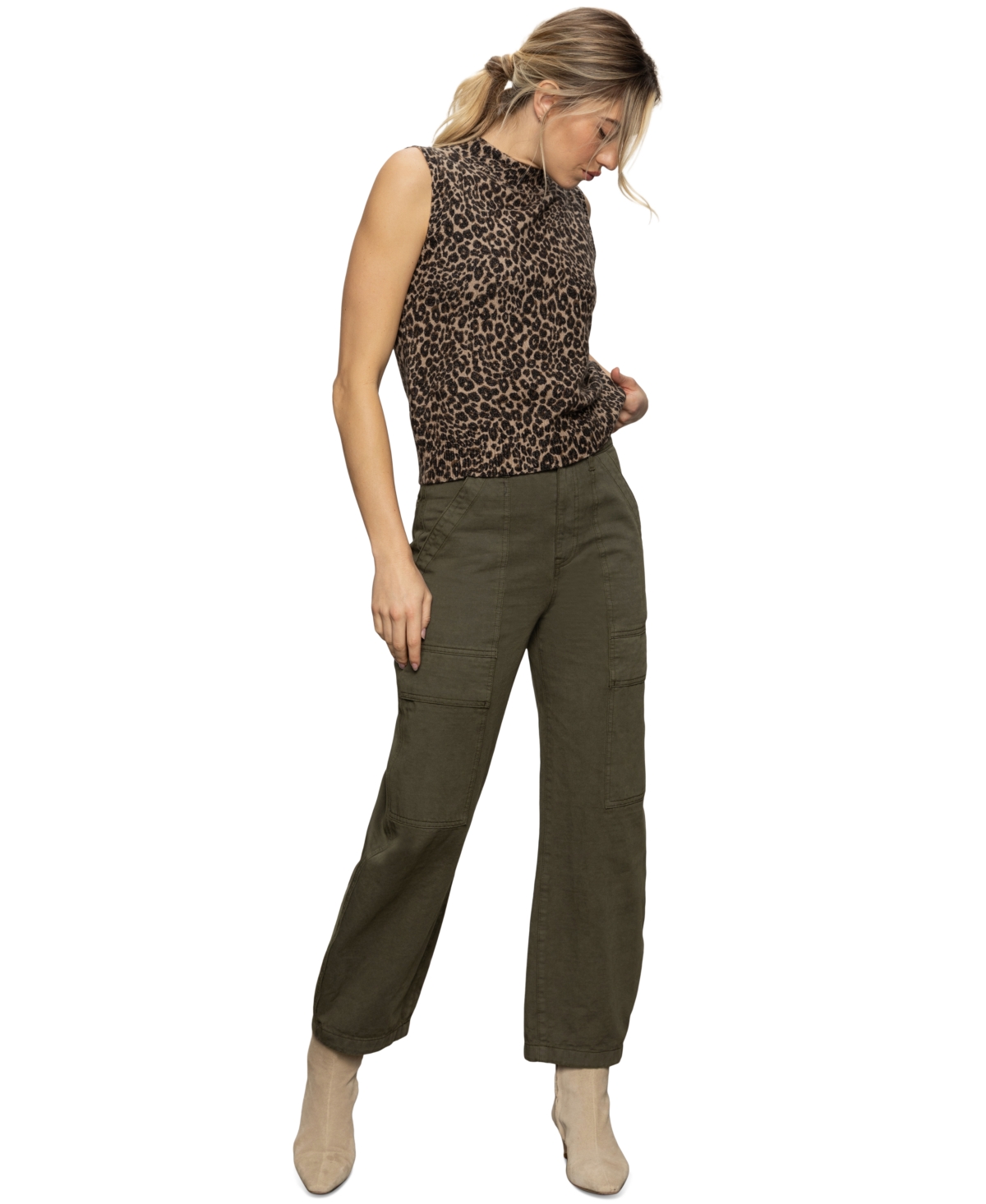 Sanctuary Women's Boyfriend High-rise Utility Cotton Pants In Brown