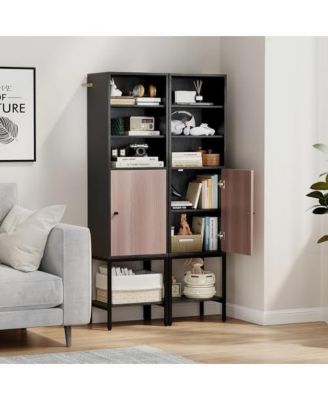 57 Inch Bathroom Tall Cabinet with 1 Door and 4 Shelves Narrow Storage Unit with Adjustable Shelves