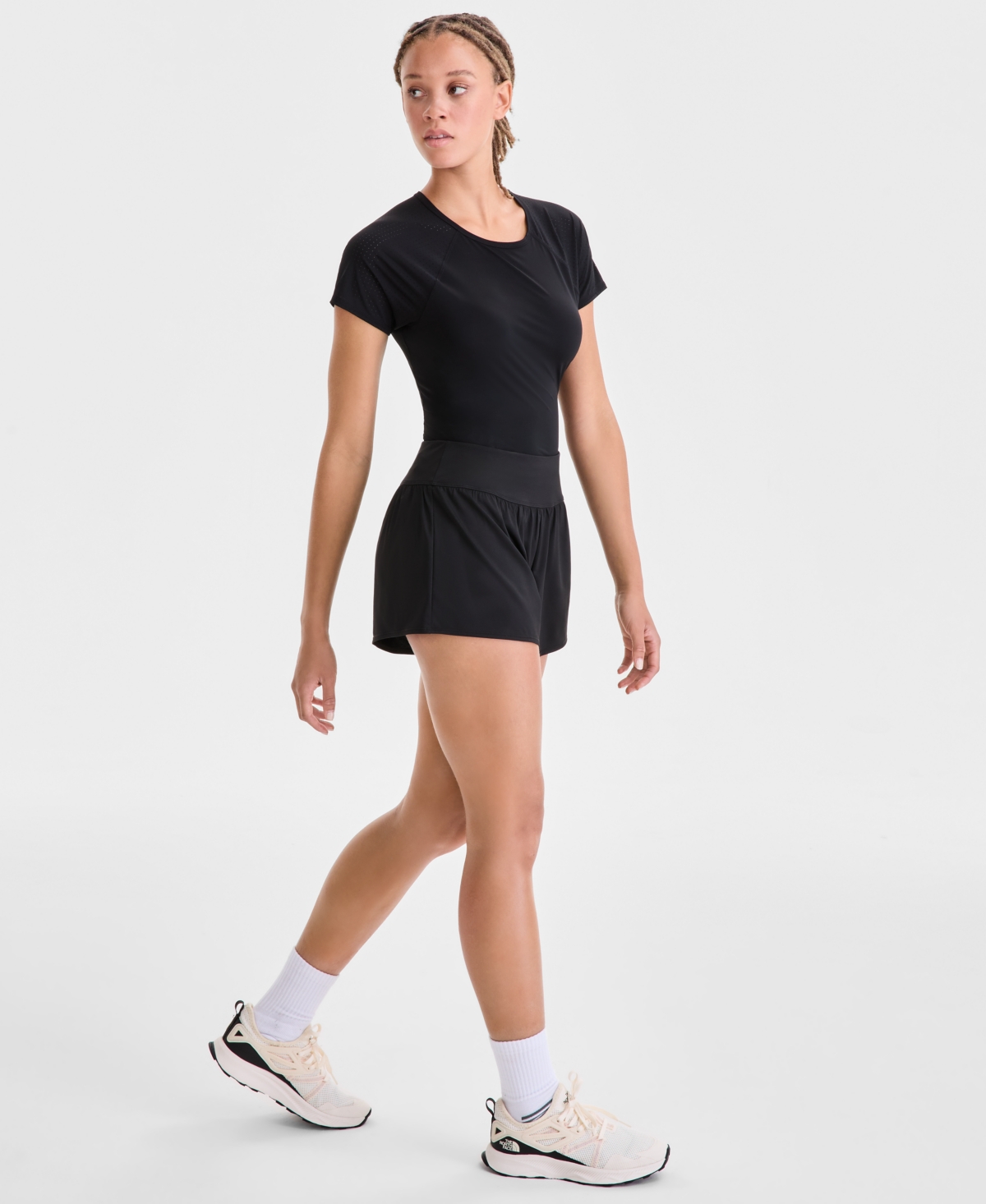 Id Ideology Women's Relaxed High-rise Flounce Shorts, Macy's Exclusive In Black