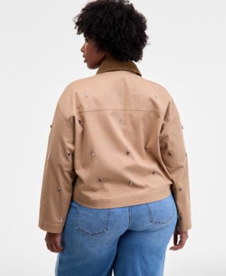 Trendy Plus Embellished Corduroy-Collar Jacket, Macy's Exclusive